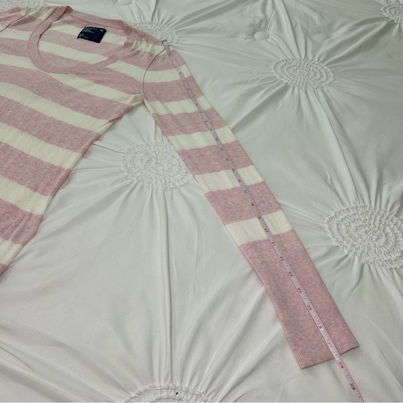 American Eagle Outfitters Y2K Pink & White Stripe V-Neck Long Sleeve Top Medium - Picture 12 of 14